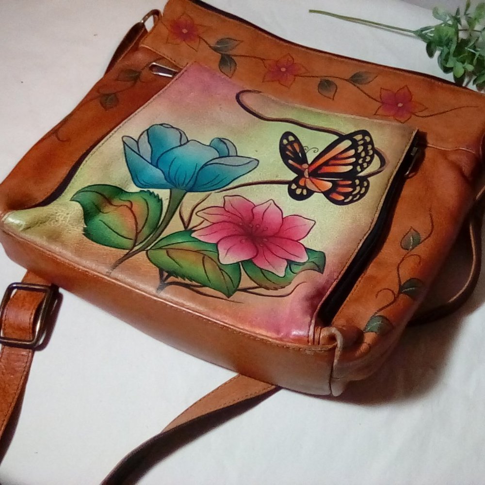 Anuschka  leather hand painted purse - Picture 6 of 9